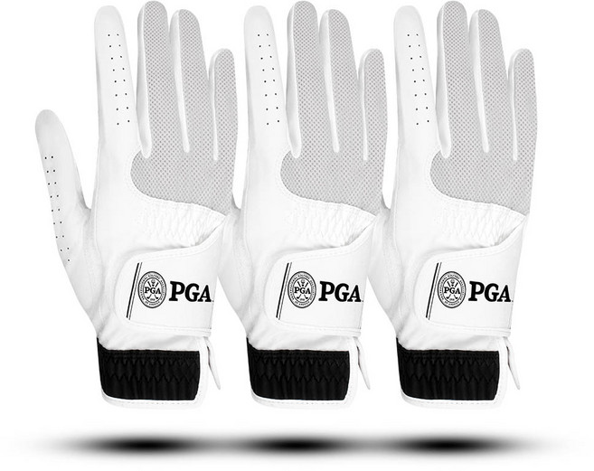 PGA투어 여성용 골프 장갑 오른손용, 화이트, 3개