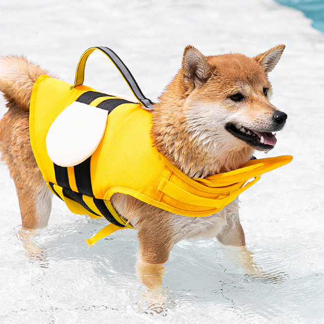 웨이비데이즈 강아지 꿀벌 구명조끼, 옐로우, 1개