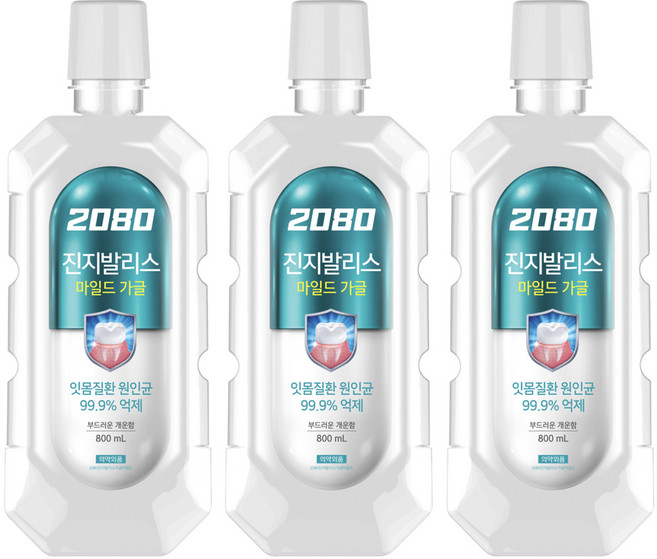 2080 진지발리스 마일드 가글, 800ml, 3개