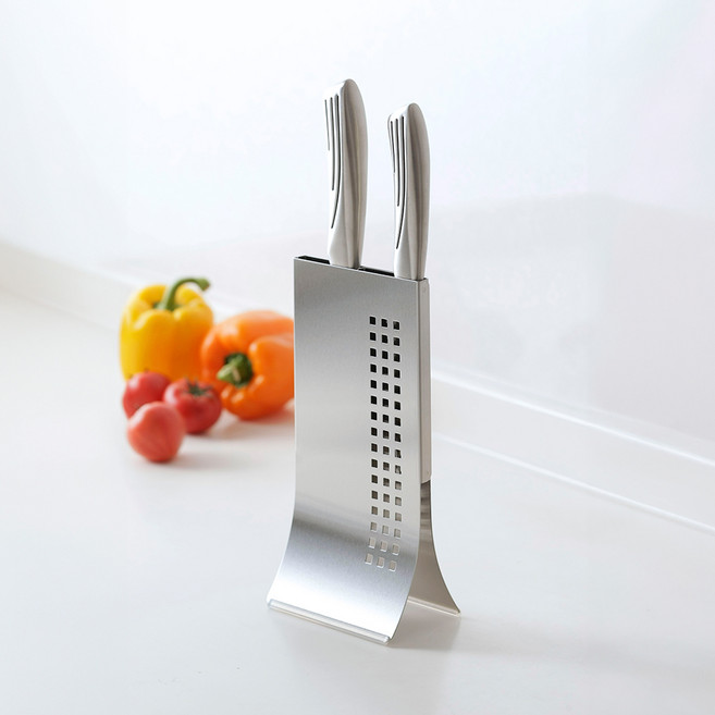 SHIMOMURA 下村 不鏽鋼直立刀具收納架, 1個, 銀色