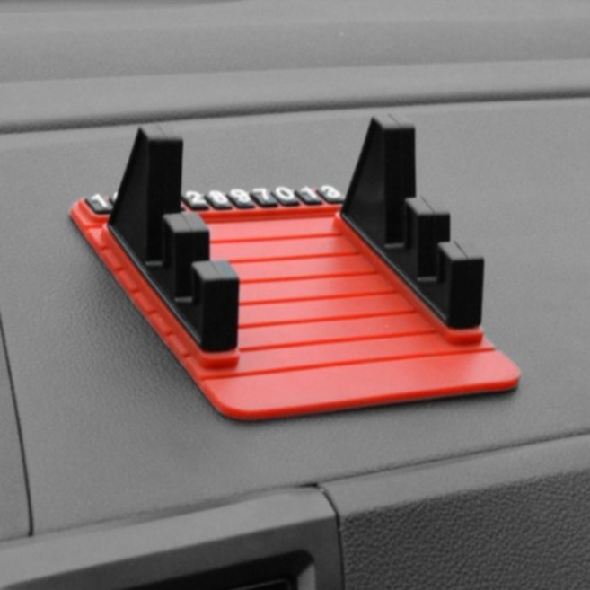 논슬립 스마트폰 받침대 & 주차번호 알람판, 1개, 레드