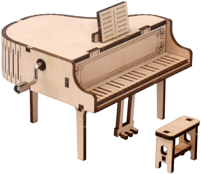 DIY 오르골 만들기 그랜드 피아노, 혼합색상, 1개