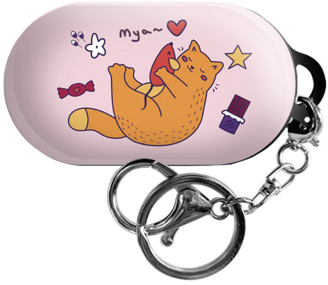 까미또 갤럭시 버즈/버즈플러스 3D하드 케이스 + 키링, 핑크 고영희, 1개, 핑크 고영희