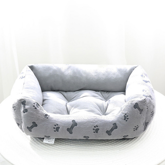 허니버블 강아지 뼈다귀 무늬 꿀잠 사각 방석 쿠션, 그레이, 1개