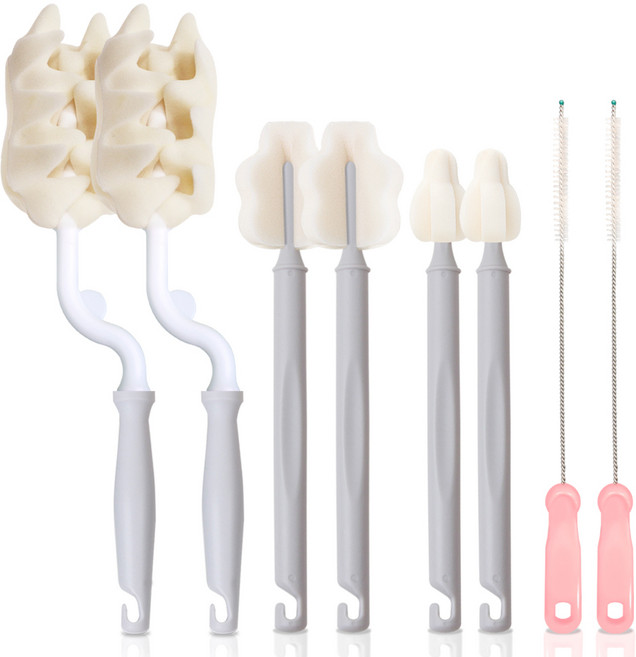 하이비 젖병 젖꼭지 세척솔 4종 세트 회전형, 라이트그레이, 랜덤발송(빨대브러쉬), 2세트