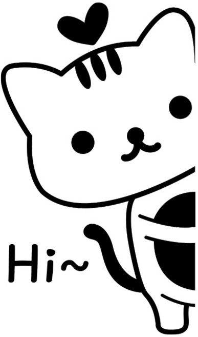 루키마켓 빼꼼 냐옹하트 왼 차량용 스티커, 블랙, 1개