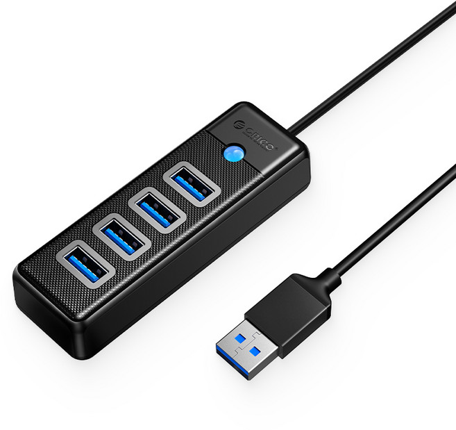 오리코 A타입 4포트 5Gbps USB3.0 허브 PW4U-U3, 블랙, PW4U-U3(블랙)