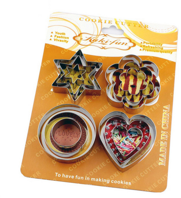 스텐 쿠키 커터 별 + 꽃 + 원형 + 하트 12종 세트, 혼합색상, 1세트