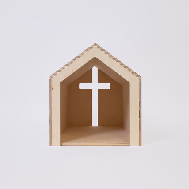 라뜰리에드보아 십자가의 집 원목 반려동물 하우스, 자작나무색, 1개