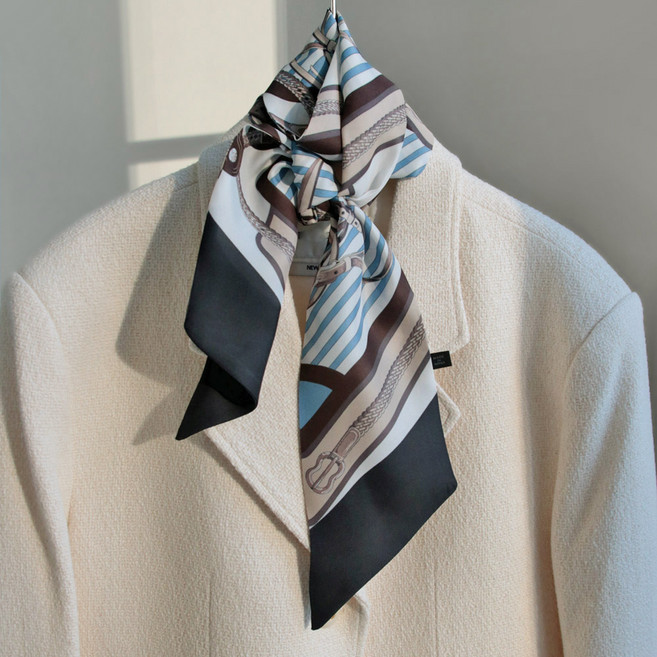 바비수 여성용 네드시 체인 롱 타이 스카프