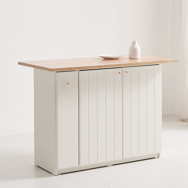 스칸디무드 국내제조 쿠엔코 수납 아일랜드식탁, 오크 + 화이트