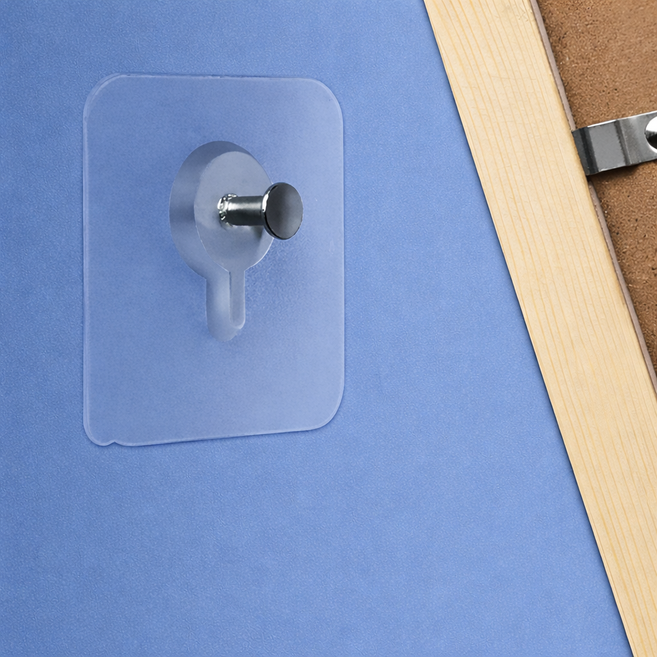 리빙홈디테일 무타공 접착식 액자 시계 걸이 NXT-022, 투명, 20개