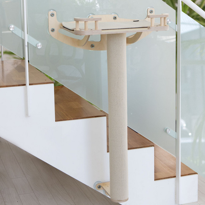 모넬로 고양이 원목 냥꿀 대형 캣워커 + 캣폴 85cm + 스크래쳐 2p 세트 GO23105, 크림, 1세트