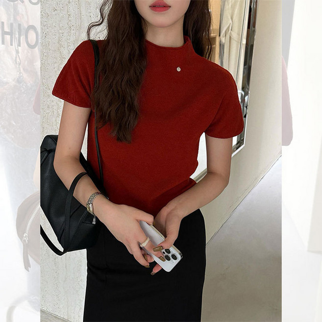 daysoy 女款半領子半高領針織衫