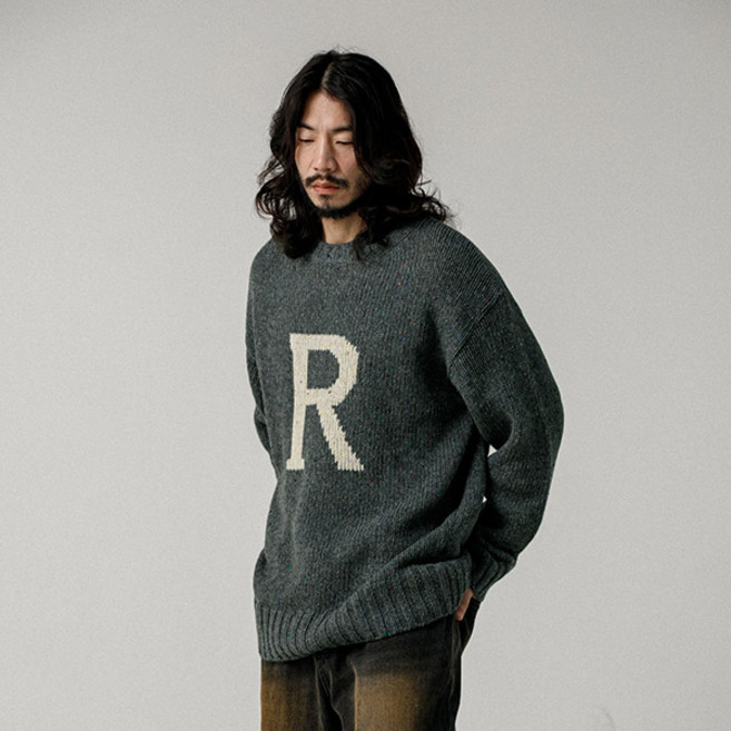 러기드하우스 남성용 베이직 R 포인트 울 라운드 니트