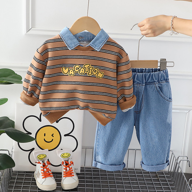 Bebeniz 條紋牛仔上下裝套組