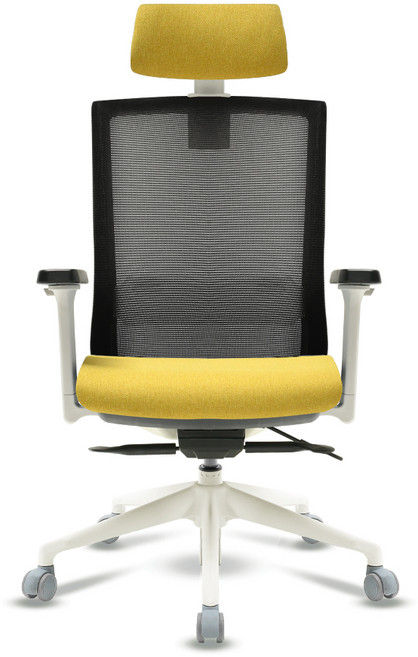 체어포커스 컴즈 화이트바디 메쉬 사무용의자 C507WH, 등판:블랙, 머리+방석:고급 옐로우