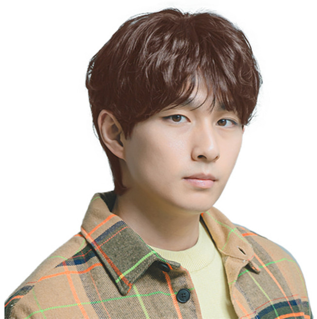 남성용 시스루 허쉬펌 통가발 M, 초코브라운, 1개