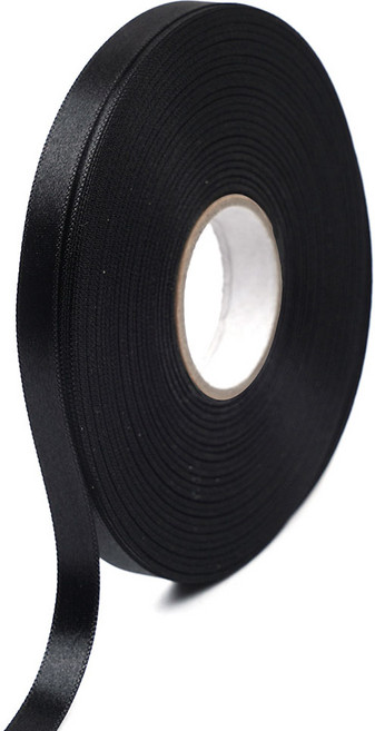 포포팬시 뭉구 프리미엄 유광 단면 공단 리본 10mm, 10 검정, 1개, 45m