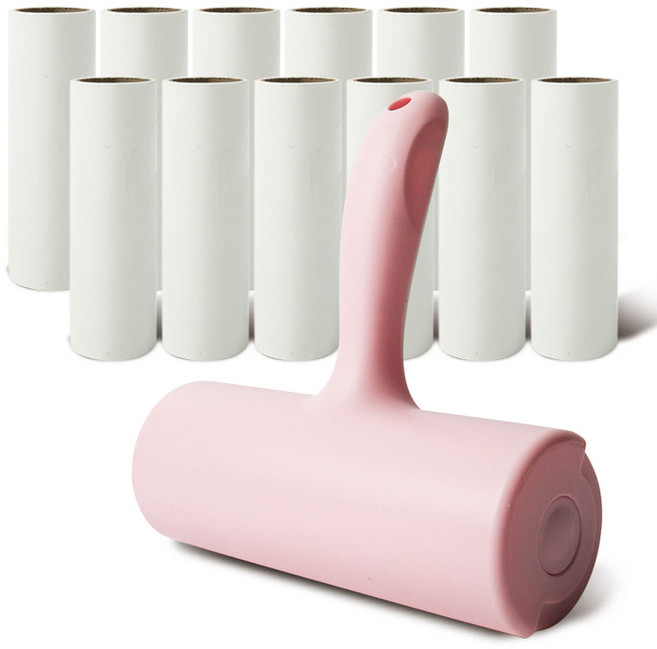 마켓플랜 커버형 사선 테이프 클리너 본품 핑크 + 리필 12p, 1세트