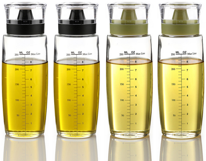 시노글라스 실리콘 유리 오일병 블랙 2개 + 그린 2개, 300ml, 1세트