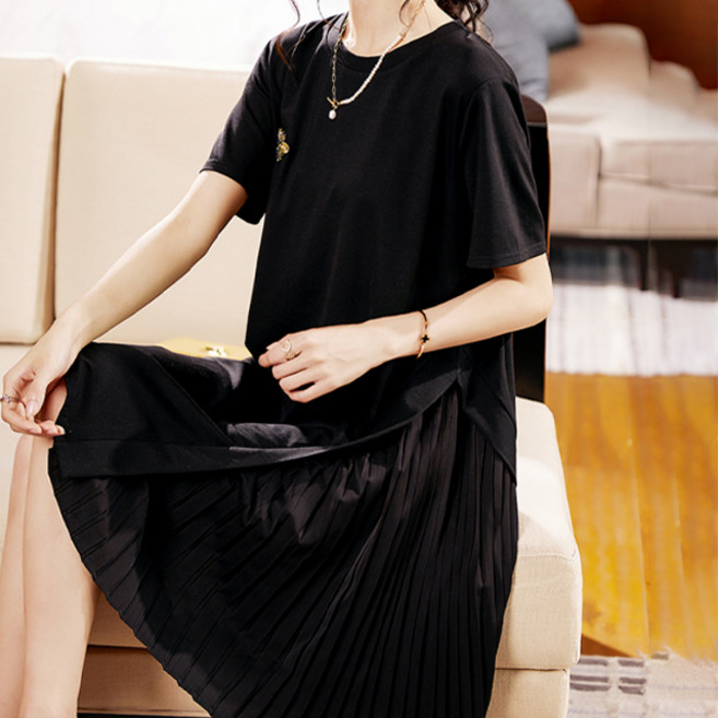 아뗄릭 언발란스 주름 루즈핏 데일리 원피스 00137 빅사이즈 포함