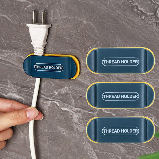 메이크마인 가전제품 케이블 전선 정리 고정 접착식 홀더, 네이비, 4개