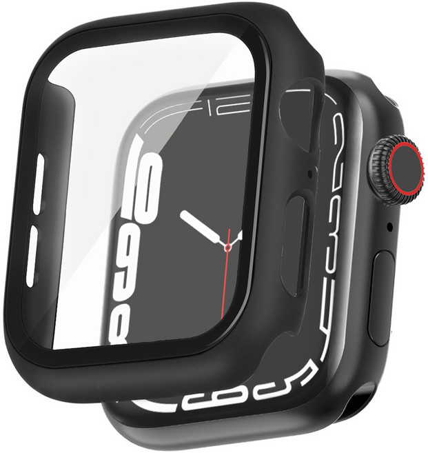 이츠라이프 강화유리 풀커버 케이스, 블랙, 1개