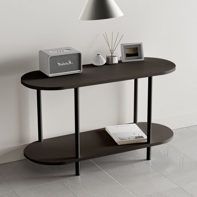 가구느낌 아노 라운드 선반 2단, 블랙블랙