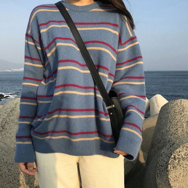 PEONIST 女款條紋休閒針織衫