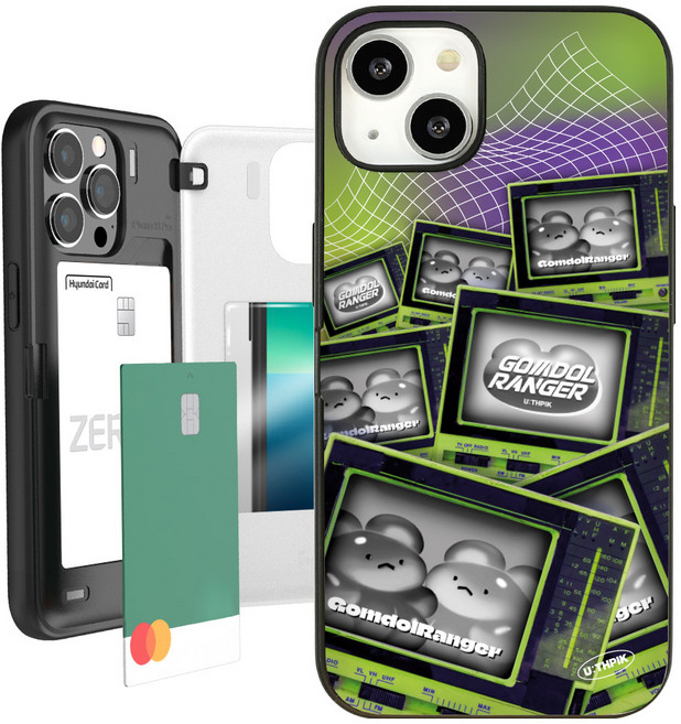 유스픽 곰돌레인저 3D 마그네틱 미러카드 휴대폰 케이스
