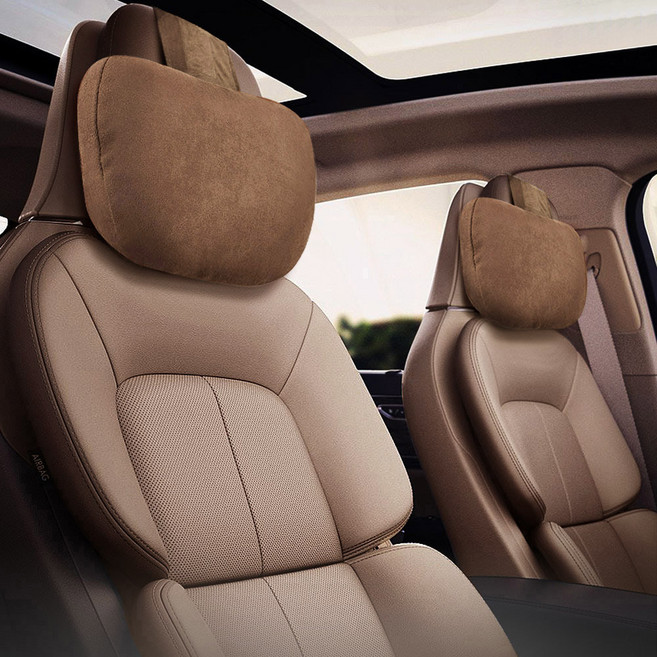 지엠지모터스 차량용 목쿠션 운전석 + 보조석 세트, 1세트, 브라운