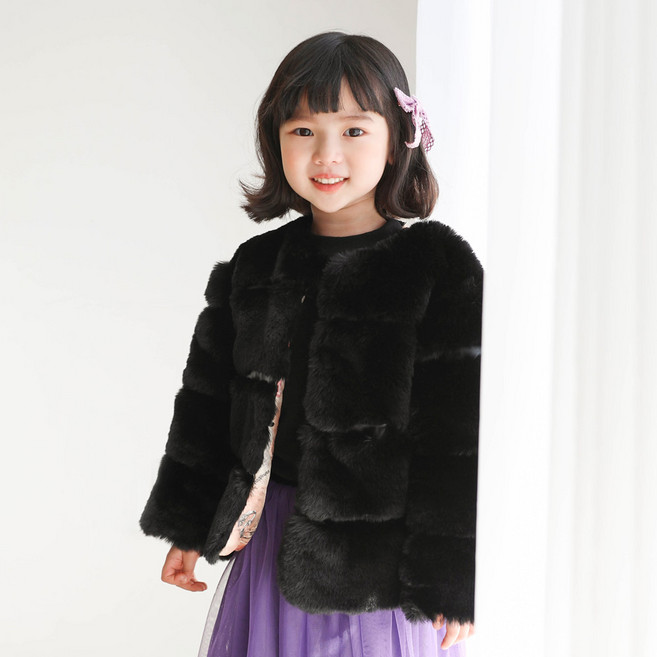 로로샤 여아용 노블레스 인조퍼 자켓