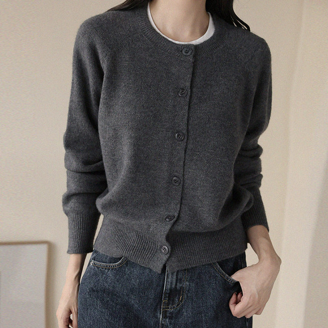 앤드스타일 여성용 폭닥 터치 라운드넥 가디건 264992