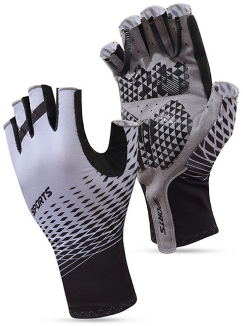 하프 핑거 사이클링 장갑 양손 세트, 122 그레이, 1개