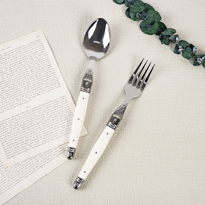 라귀올 디너 스푼 + 포크 세트, 화이트, 1세트