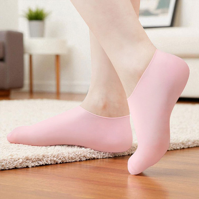 일상나눔 실리콘 보습 양말 양발착용 세트 핑크 FREE, 1세트