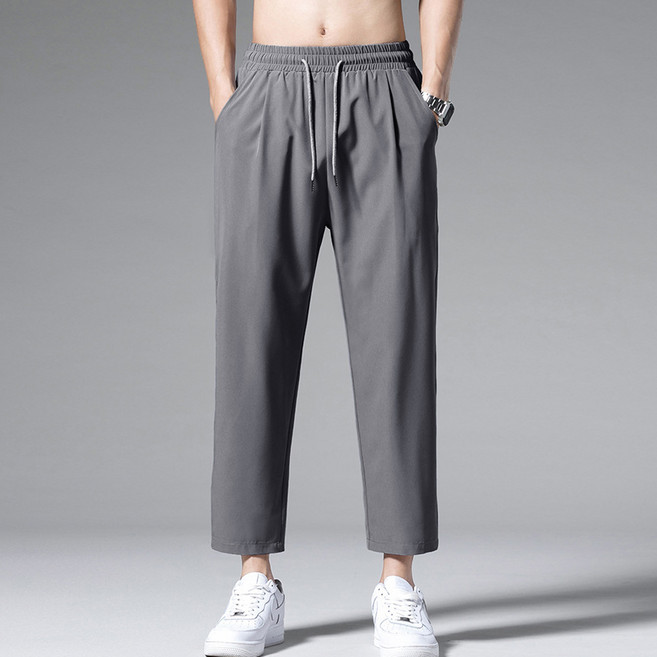 Elsso Homme 涼感布料九分休閒日常鬆緊帶長褲 2件組