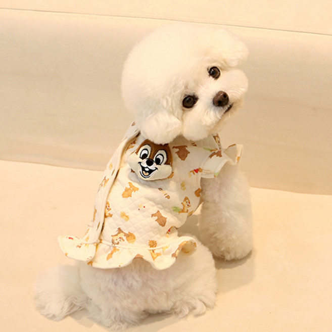 이츠독 반려동물 디즈니 오가닉 칩앤데일 누빔 조끼, 혼합색상, 1개