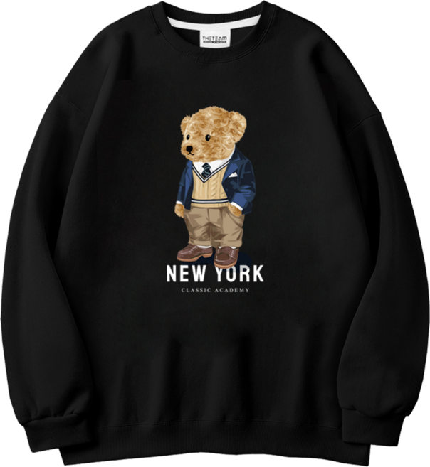 The Team 男女通用 紐約熊 特殊雙面布料 大學T DM727