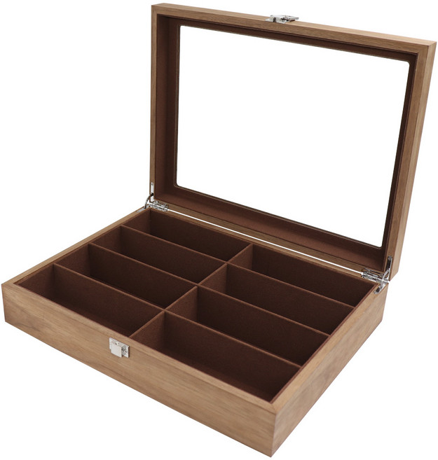 하늬통상 우드 안경 보관함 8구, 브라운, 1개