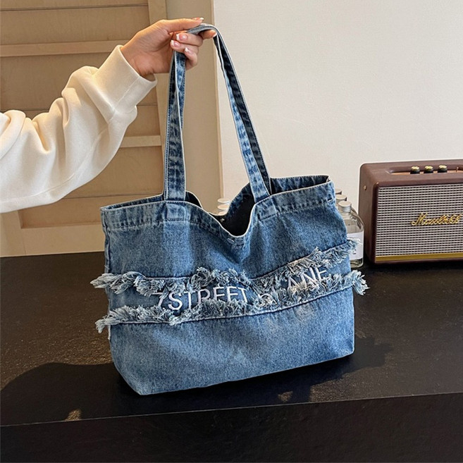 데일리 여성용 빈티지 워싱 데님 숄더 에코백 Z395
