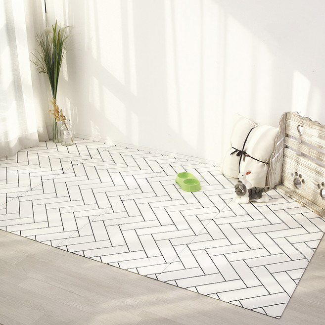 LIFANG 반려동물 미끄럼방지 매트 폴딩형 4단, 헤링본, 1개