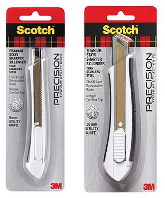 스카치 티타늄 커터 18mm TI-KL + 티타늄 커터 9mm TI-KS 세트, 혼합색상, 1세트