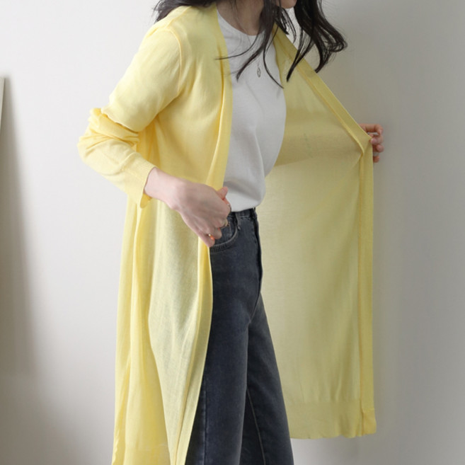 Jenit 女款蓬鬆針織披肩長版開襟衫 g1071