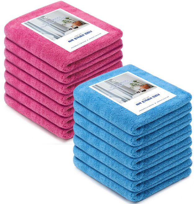 쓱싹 보들보들 걸레 대 초극세사 30 x 50 cm 블루 7p + 핑크 7p, 1세트