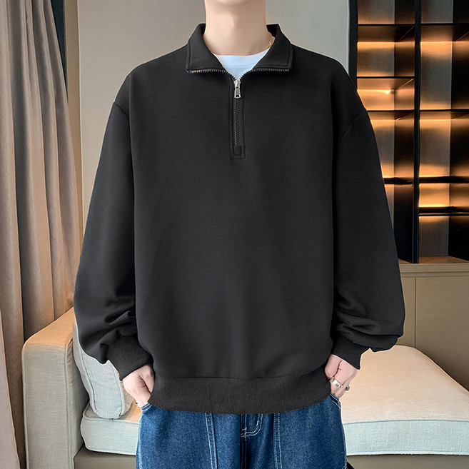 스타빈 남성용 반집업 심플 카라 맨투맨