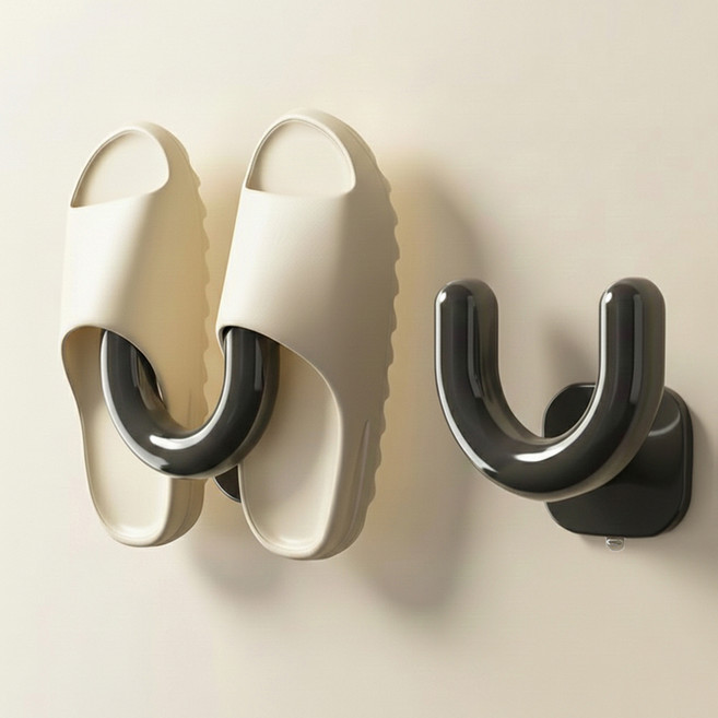 굿앤칩 U자 다용도 욕실 무타공 흡착식 슬리퍼 거치대, 2개, 그레이