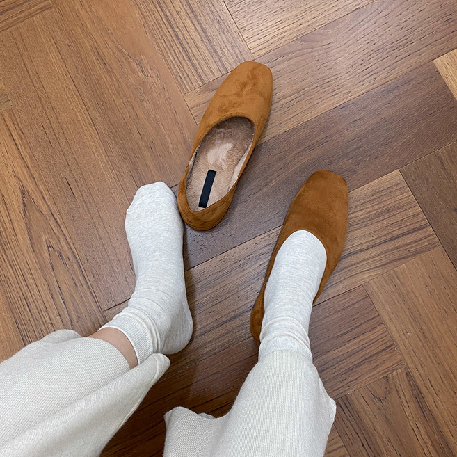 베드로 털안감 바부슈 플랫슈즈 1cm