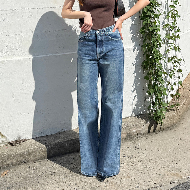 인비비드 여성용 롱/숏 기장 히든밴딩 하이웨스트 하체커버 와이드 부츠컷 데님 팬츠 H09D17_ij5699